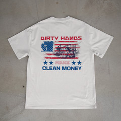 Dirty Hands Clean Money Shirt Blue Collar Work Mechanic Tee Back Print