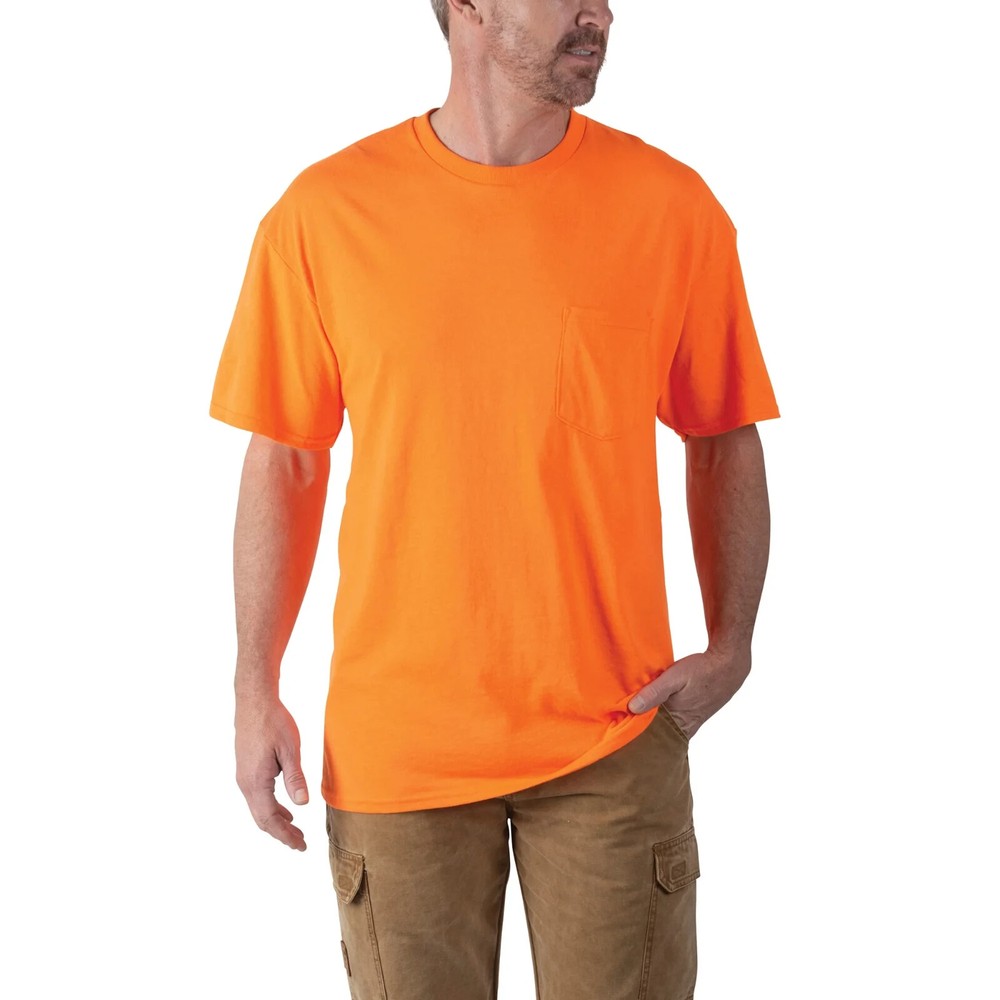 Walls Short Sleeve Working Man’s Pocket Tees MEDIUM Hi Visible Orange 2 Pack New
