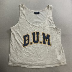 Vintage 90’s B.U.M. Equipment Tank Top USA Made Men’s Large White Gym Beach