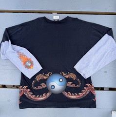 VINTAGE JNCO Jeans Men’s XXL Long Sleeve TEE Neck Dragon YinYang Graphic T-Shirt