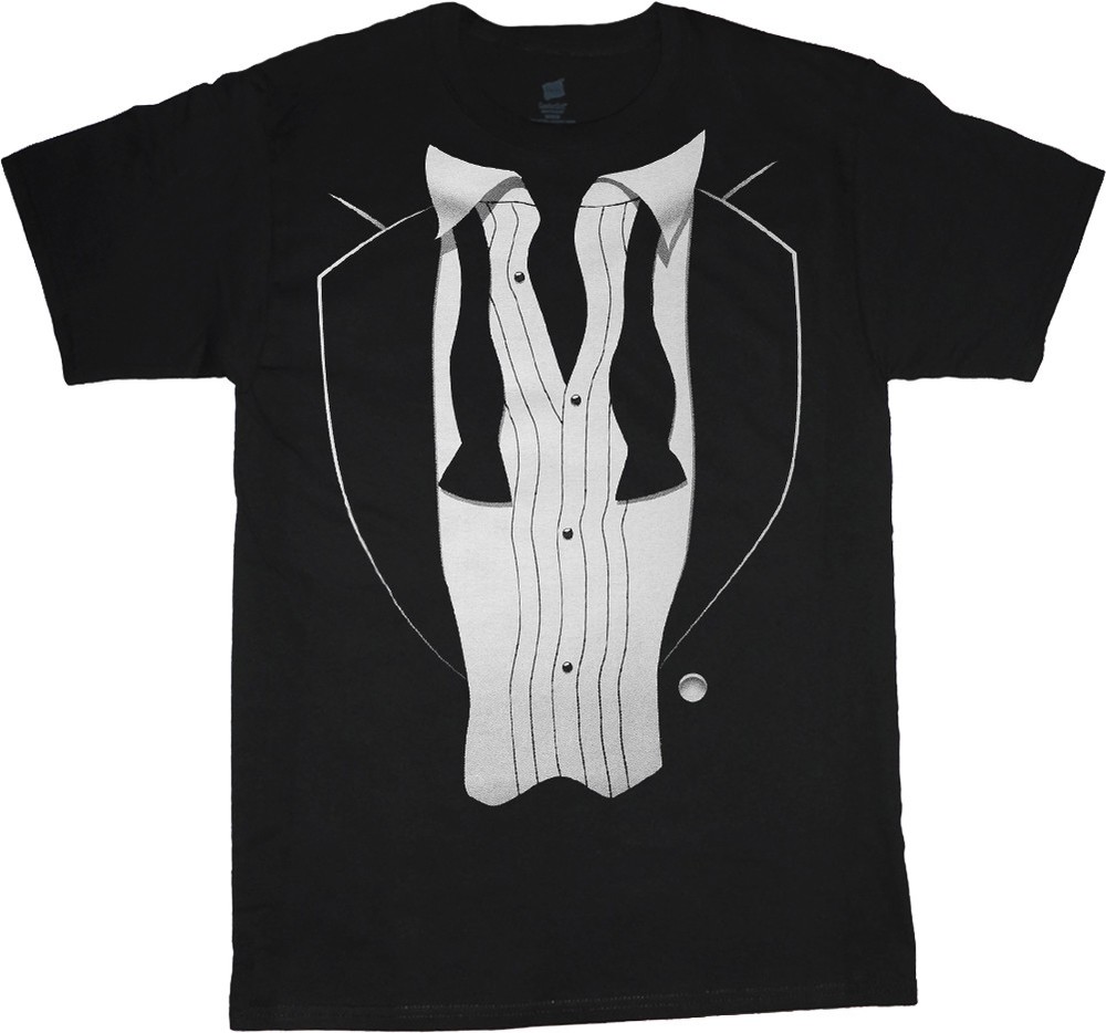 Tuxedo T-shirt Men’s Graphic Tee Loose Tie Tux Funny Decal Design Wedding Tshirt