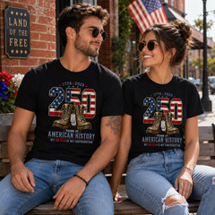 250 Years-Veteran Tribute Boots Dog Tag Heritage T-Shirt 4th of July