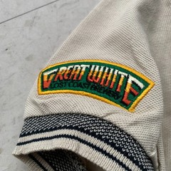 New Lost Coast Brewery Great White Beer Polo Shirt Salesman 1990s y2k Beige Tan