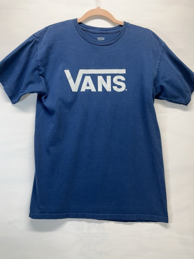 VANS Short Sleeve Cotton T-Shirt Mens M With White Vans Logo Blue
