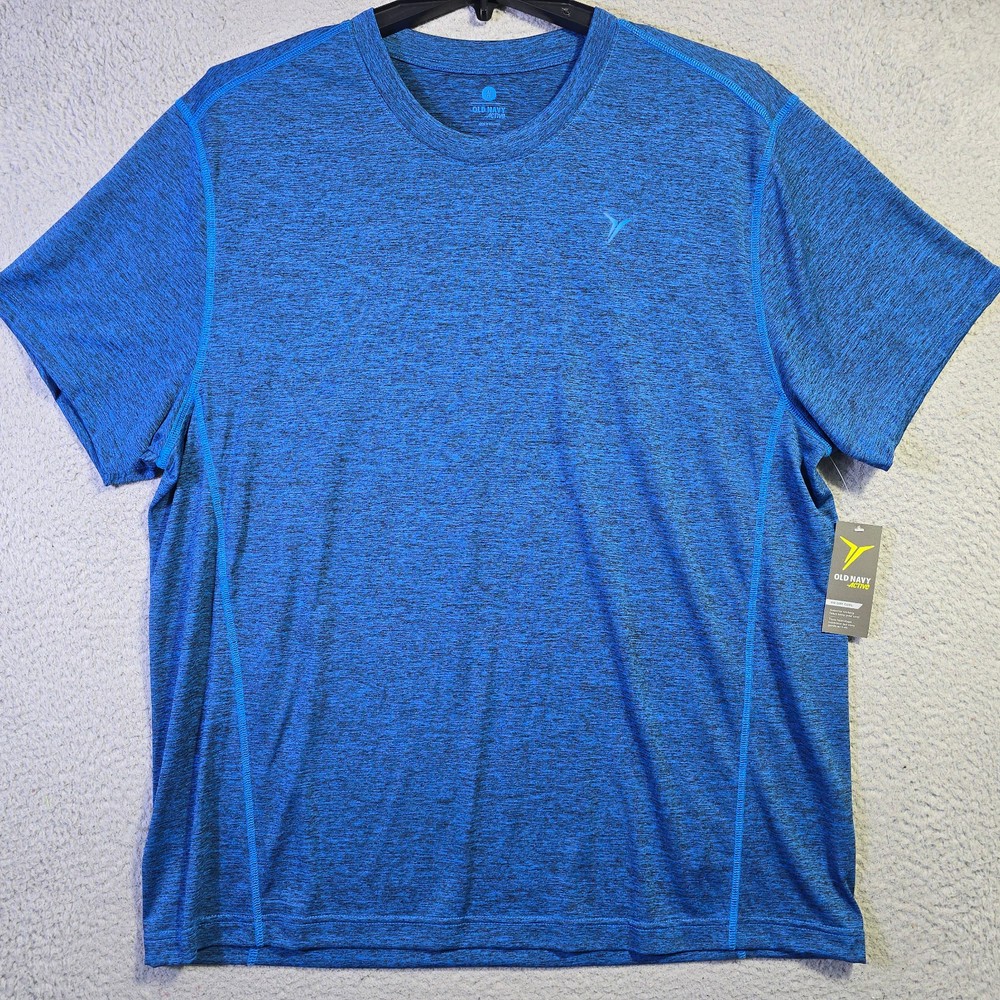 Old Navy FAST DRY MENS 2XL XXL Shirt BLUE Performance Running Fitness Core NWT