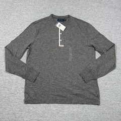 Polo Ralph Lauren Shirt Mens Large Gray Pepper Henley Long Sleeve Outdoor NEW