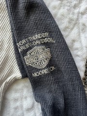 Harley-Davidson Skull Thermal Waffle Knit Raglan Shirt Men’s L Gray Cream Logo