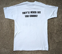 Vintage Stealth Condoms Shirt Mens Size Large 1989 White Bomber Plane *READ