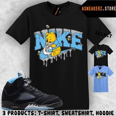Tee Shirt Matching AJ 5 Black UNC Blue 2026 Match Sneaker Winnie P Bear T-Shirt