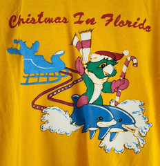 Vintage Christmas In Florida Hanes 50/50 Single Stitch T-Shirt Size M 38-40