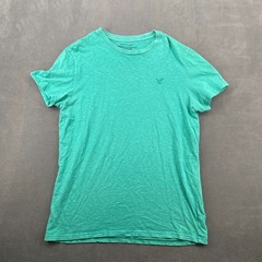 American Eagle Outfitters T Shirt Mens Large Aqua Embroidered Logo Athletic Fit