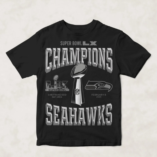 Super Bowl LX 2026 Seattle Seahawks Champions Unisex Black T Shirt