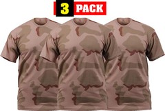 Tri Color Desert Camouflage T-Shirts Mens Tactical Short Sleeve Shirt 3 PACK