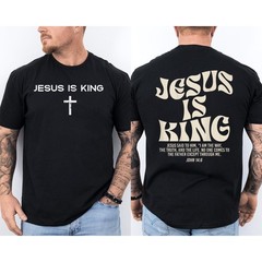 God Religious 2 Sided T-Shirt Jesus Is King Bible Verse John 14:6 Christian