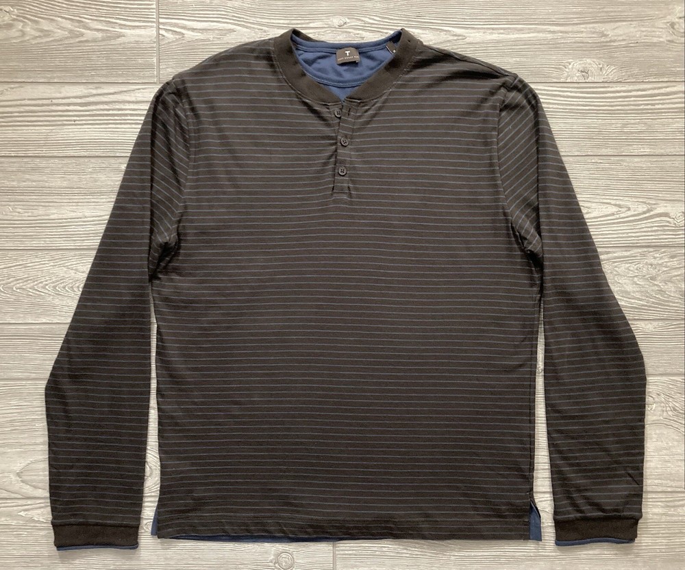 Left Coast Tee Long Sleeve Henley Mens Size Medium