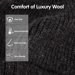 XXL Merino Wool Beanie, Mens Winter Beanie Hats, Winter Hat Knitted Beanies C…