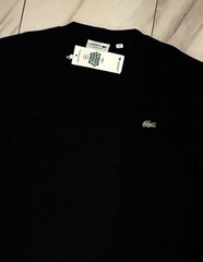 Lacoste Men’s Logo Organic Cotton T-Shirt Black New