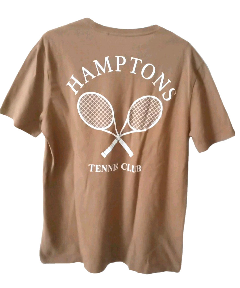 FREE PLANET Men’s Hamptons Tennis Club Graphic T-Shirt Organic Cotton Unisex (M)