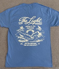 JLY Blue Jesus Loves You Graphic Crew Neck Short Sleeve T-Shirt Unisex M