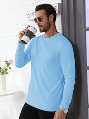 Men’s Cotton Casual Shirt Long Sleeve Chest Pocket Shirt Hiking Work Travel Tops