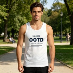 Men’s Tank Top for Beach & Travel, Custom Name & Title Print 100% Cotton