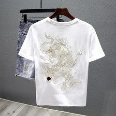 Men’s Panther Embroidery Short Sleeve T-Shirt Urban Streetwear Casual Tee