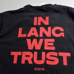Helmut Lang Shirt Mens XL Black In Lang We Trust Graphic Slogan Tee 2018
