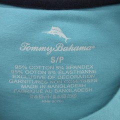 Tommy Bahama Shirt Mens Small Turquoise S/S Crew Neck Top Tee Stretch Cotton