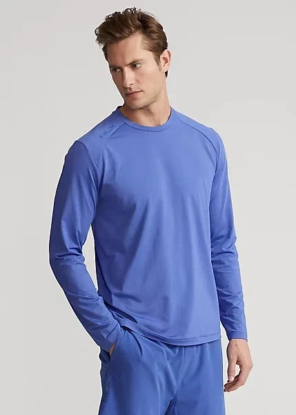 NWT $128 RLX Ralph Lauren Classic Fit Mesh Long Sleeve T Shirt Blue Size XL