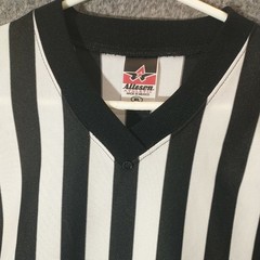 Snap-on Tools Alleson Athletic Referee Shirt Mens XL Black White Striped V-Neck