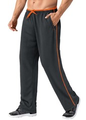 Mens Lightweight Sweatpants Loose Fit Open Bottom Mesh Athletic Pants Pockets
