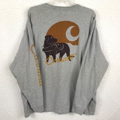 Carhartt Pocket T Shirt Mens XL Gray Loose Fit Cotton Spellout Dog Graphic