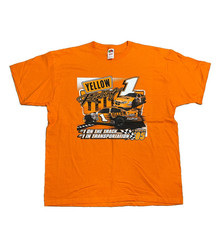 Vintage Yellow Orange Y2K NASCAR Racing Graphic T-Shirt Sz XL