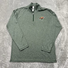 NHL Minnesota Wild Shirt Mens Small Green Long Sleeve 1/4 Zip Lightweight Sport