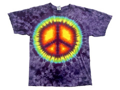 Vintage Mens Tie Dye Shirt Large Purple 90s Peace Sign Spiral Hippie Band Tee