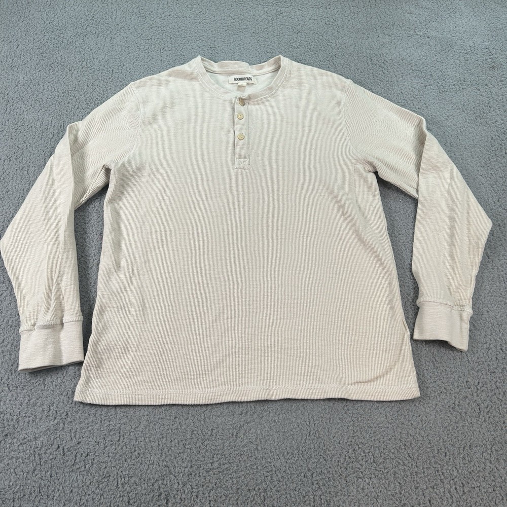 Goodthreads Sweat Shirt Mens Medium 38X25 Beige Long Sleeve Adult