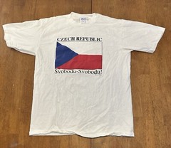 Vintage Czech Republic Flag T Shirt Large Freedom Single Stitch