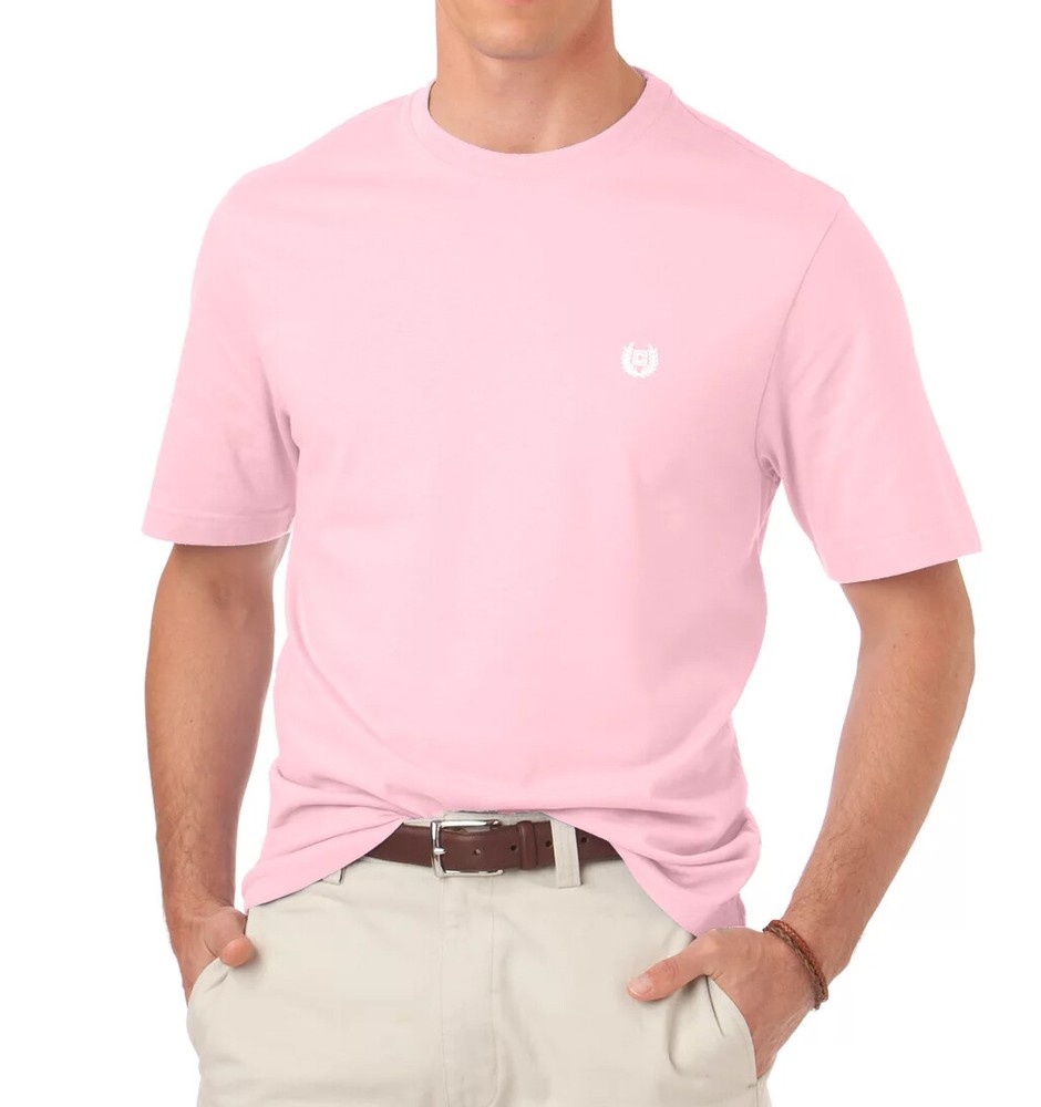 New Chaps Men’s Easy Care Crewneck Tee Pink Size XLT MSRP $36