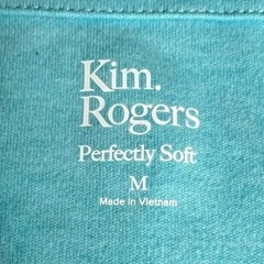 Kim Rogers Split Neck Top Men Medium Turbo Turq 3/4 Sleeve Soft Knit Casual F03