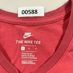 Nike Tee Athletic Cut Men’s Size L Solid Cotton Oversized Logo Crew-Neck T-Shirt