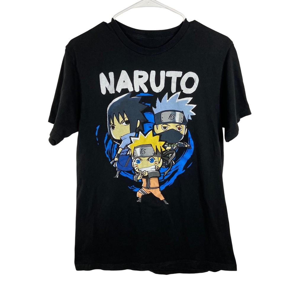 Naruto Shippuden Graphic T Shirt Mens Medium Black Anime Manga Short Sleeve