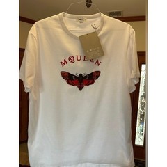 Men’s Alexander McQueen moth, embroidered cotton T-shirt size medium, NWT Italy