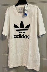 New Mens Adidas Short Sleeve Trefoil T-Shirt Size Small NWT White .