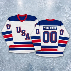 Team Hockey Jersey White Men Size S-5XL Gifl Fan YOU