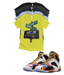 Custom Printed Shirt to Match Jordan 7 Retro Miro Trap Hustle Custom Sneaker Tee