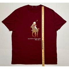Ralph Lauren Polo Bear Horseback Vintage Single Stitch Burgandy T Shirt Mens XL