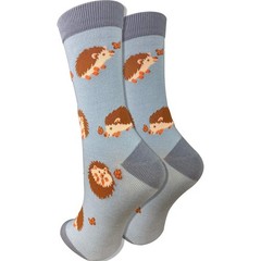 Womens Premium Comfort Animal Socks Hedgehog Grey 4-10