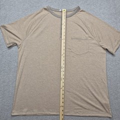 Coofandy Men’s XXL Khaki Oatmeal Heather Short Sleeve Henley Stretch Shirt