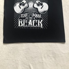Johnny Cash The Man In Black Mens Black Crewneck Graphic T-shirt L Chest 43″ NWT