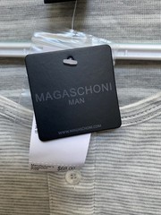 NEW Magaschoni Men’s Large Gray Long Sleeve Henley Tee Shirt Comfort $68